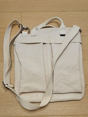Levi's Cream Canvas Dual-Pocket Crossbody Bag... Unisex Bag.